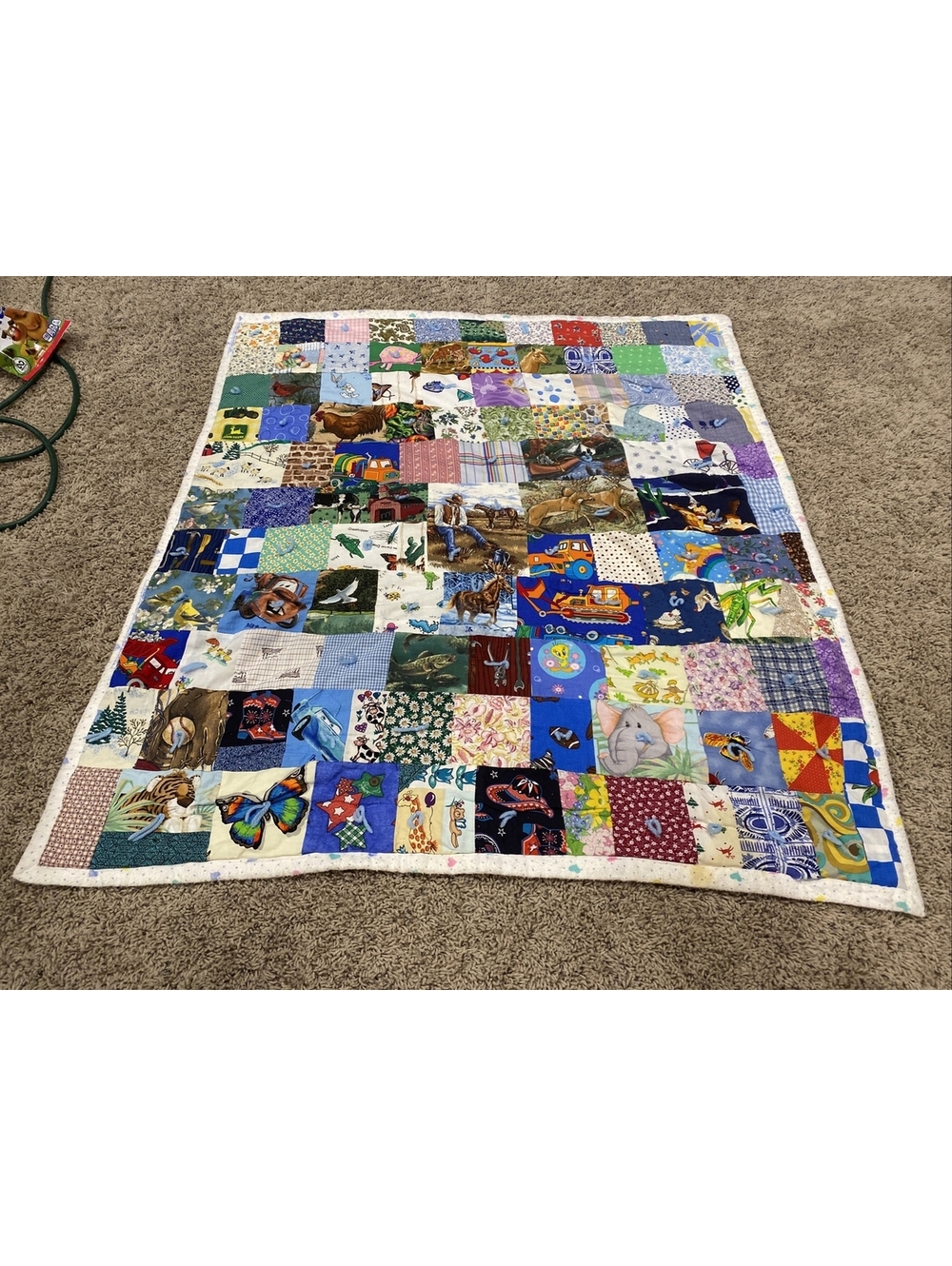 Patchwork Quilt Country Cartoon Deer Cowboy Birds Small Baby Blanket Patches